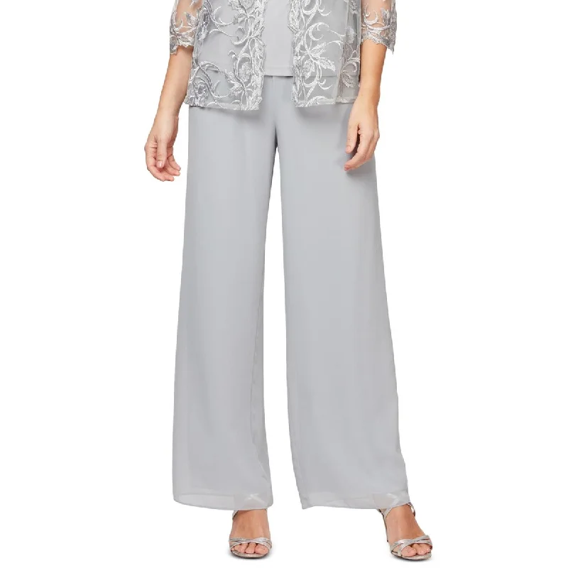 Alex Evenings Womens Solid Chiffon Pants