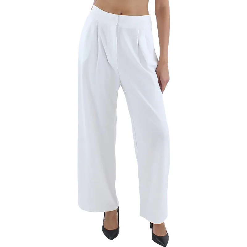 Aqua Womens Pleated Flare Trouser Pants