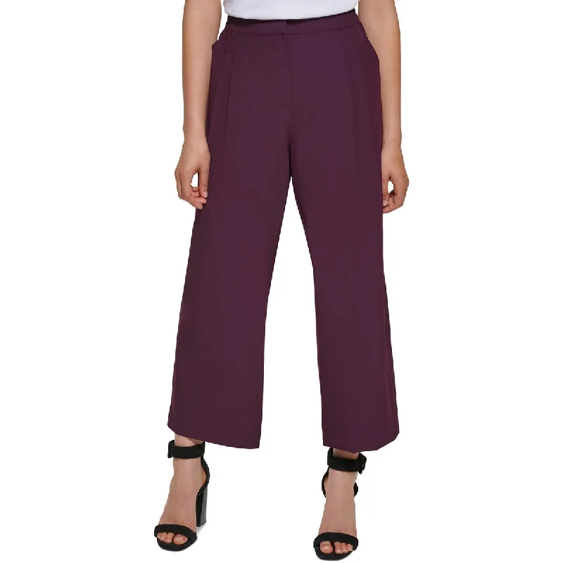 Calvin Klein Womens Pleated Cropped Wide Leg Pants