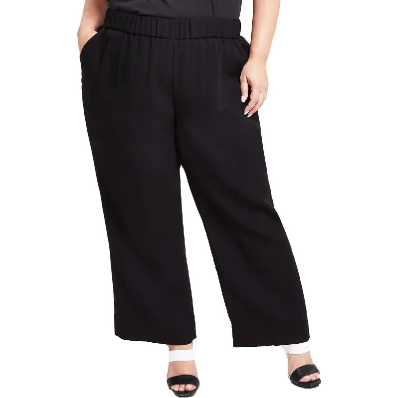 Calvin Klein Womens Plus Solid Knit Trouser Pants