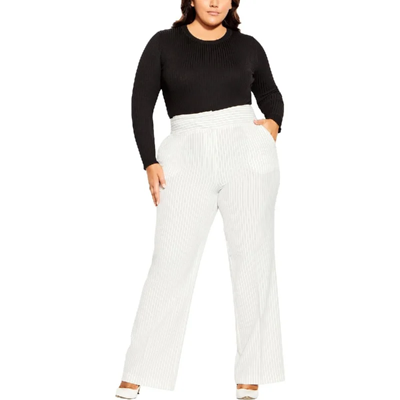 City Chic Womens Plus High rise Pockets Wide Leg Pants