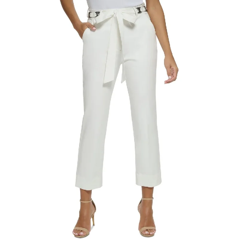 Donna Karan Womens Belted Cotton Cropped Pants