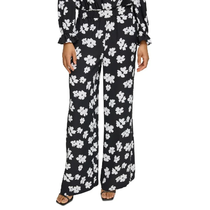 Karl Lagerfeld Paris Womens Floral Print  Wide Leg Pants