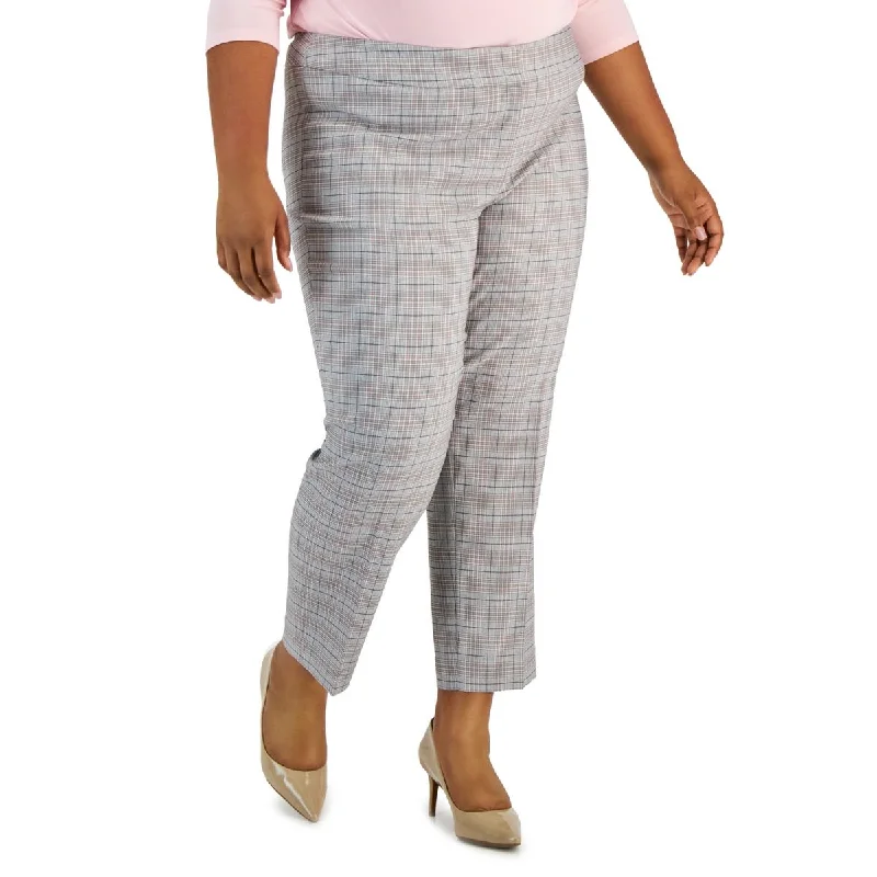 Kasper Womens Plus Plaid Flat Front Trouser Pants