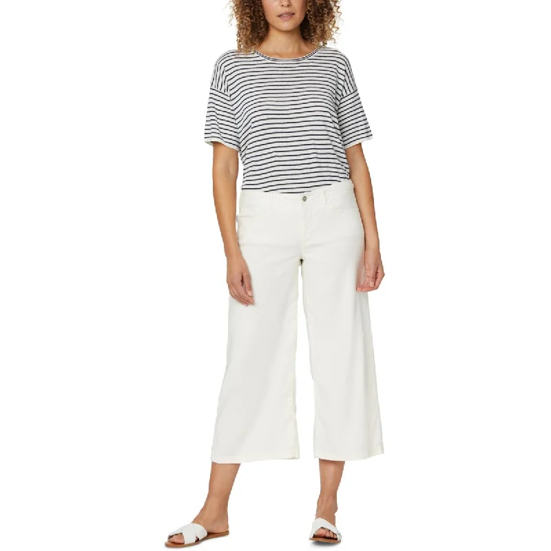 NYDJ Womens Linen Cropped Wide Leg Pants