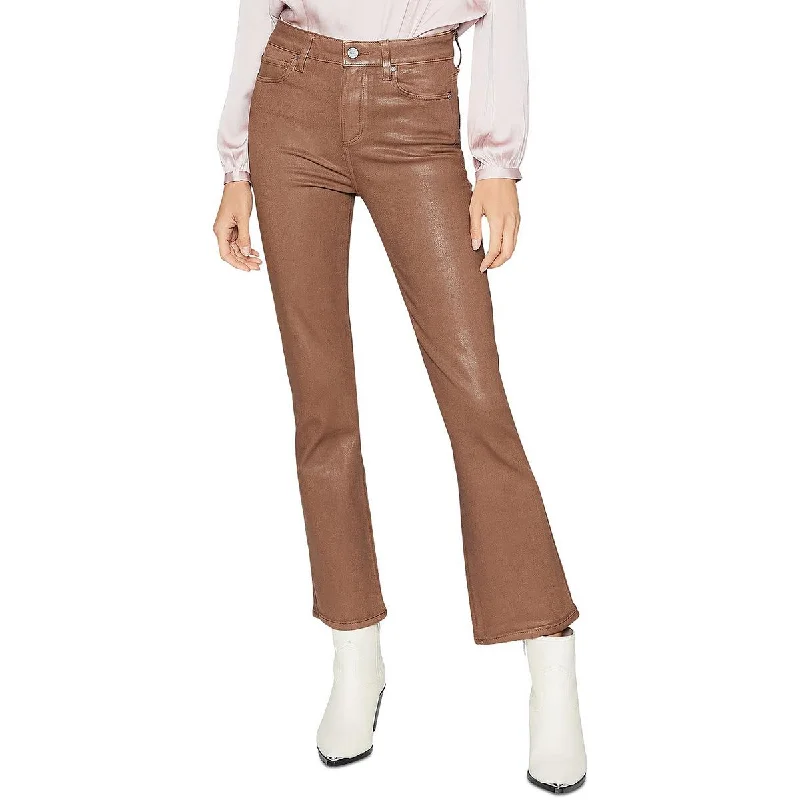 Paige Womens Claudine Coated Faux Leather Ankle Pants