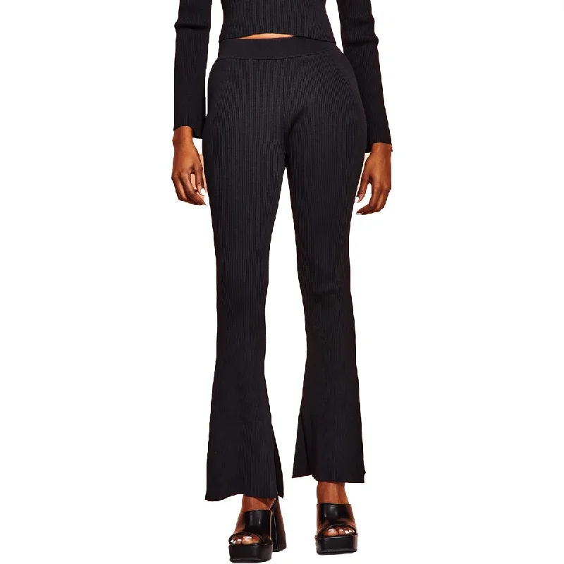 Royalty By Maluma Womens Ribbed Stretch Flare Cropped Pants