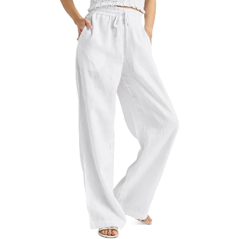 Splendid Womens Sheer Linen Wide Leg Pants