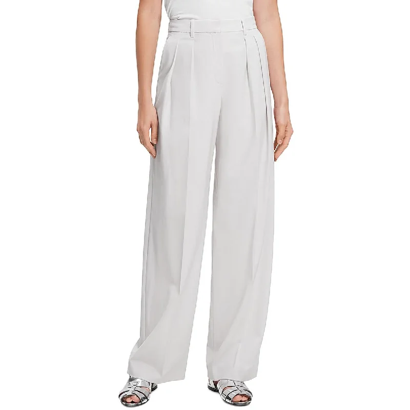 Theory Womens High Rise Pleated Wide Leg Pants