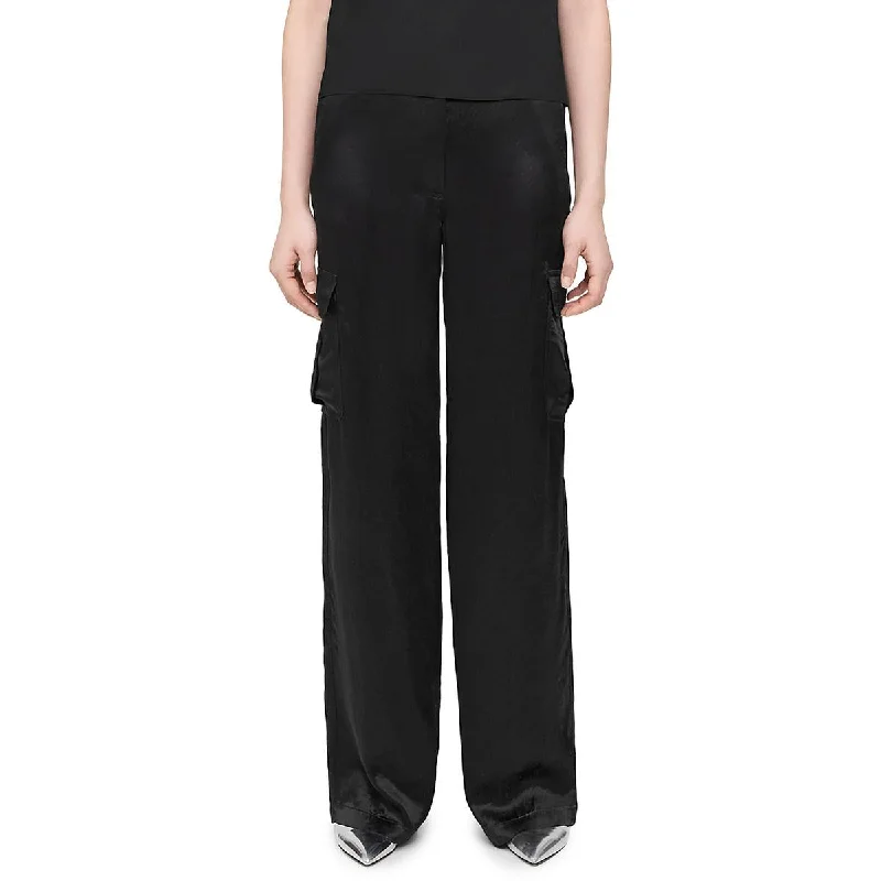 Theory Womens Mid-Rise Wide Leg Cargo Pants