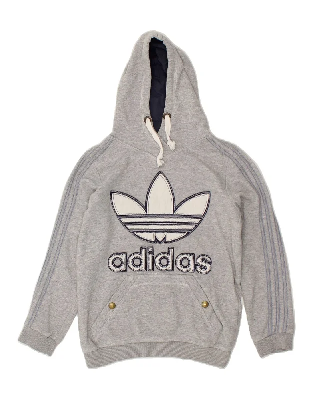 ADIDAS Womens Graphic Hoodie Jumper IT 42 Medium Grey Cotton Best value sweaters