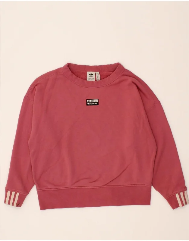 ADIDAS Womens Oversized Sweatshirt Jumper UK 6  XS  Pink Cotton Water-resistant sweaters