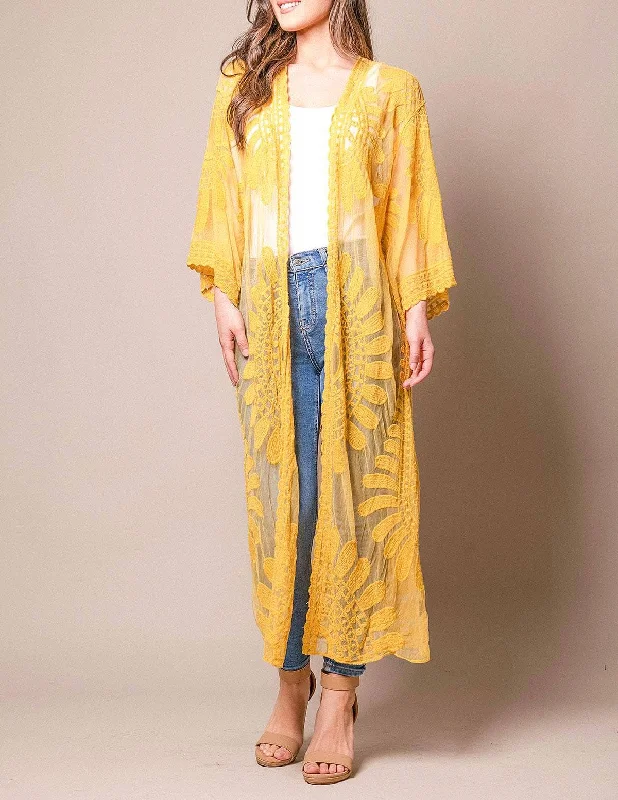 Akila Lace Kimono Wrap - Goldenrod Party sweaters