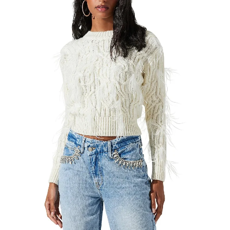 ASTR the Label Womens Knit Feathers Pullover Sweater Discounted sweaters