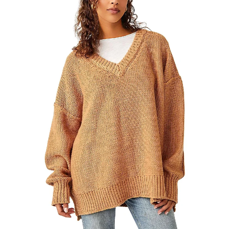 Free People Womens Knit Ribbed Trim Pullover Sweater Thermal sweaters