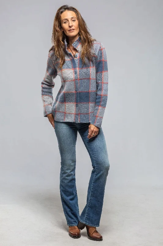 Fulvia Cashmere Plaid Shirt In Denim Sporty sweaters