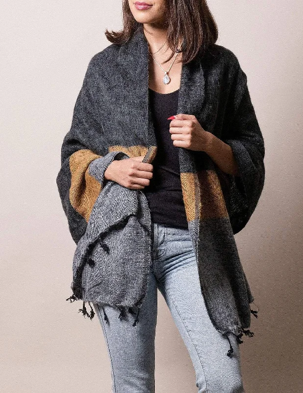 Himalayan Yak Wool Wrap - Black Gold Budget-friendly sweaters