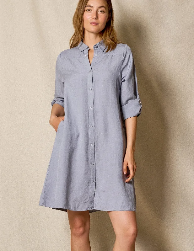 Linen / Bamboo Shirtdress - Stone Blue Acrylic sweaters