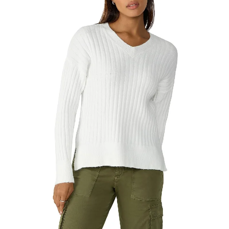 Sanctuary Womens Ribbed V-Neck Pullover Sweater Knitted sweaters