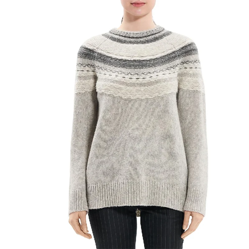 Theory Womens Wool Blend Ribbed Trim Pullover Sweater Office sweaters