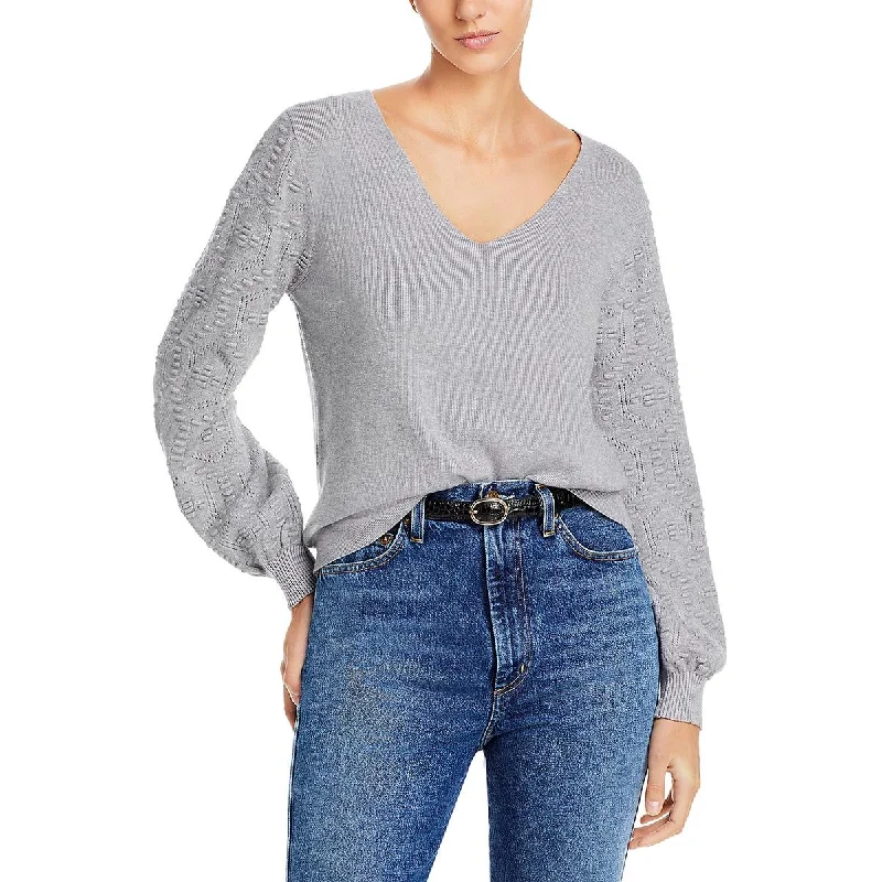 Vila Milano Womens Ribbed V-Neck Pullover Sweater Edgy sweaters