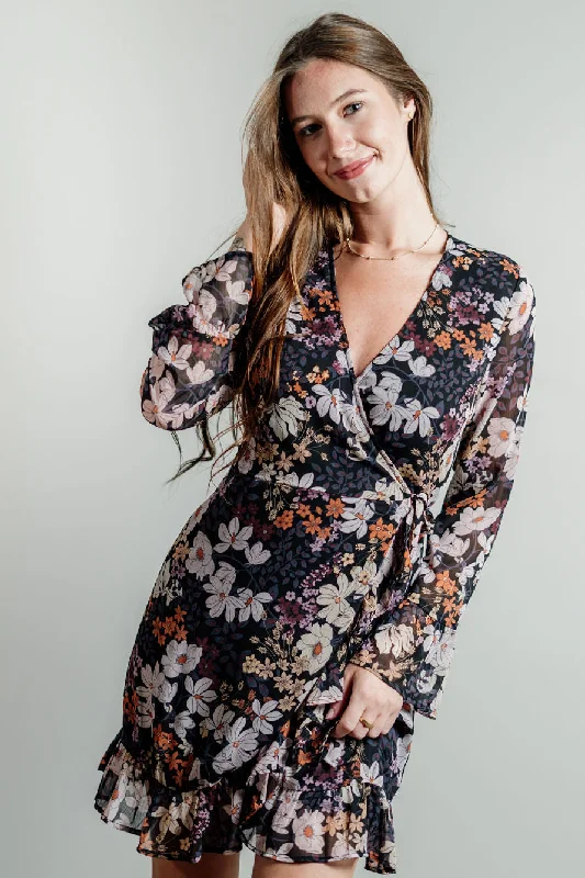 Mademoiselle's Floral Wrap Dress