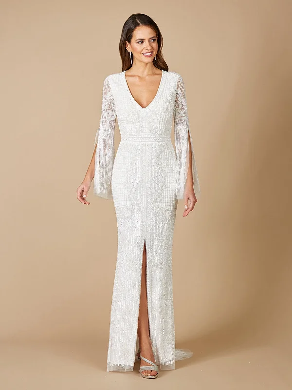 51085 - Long sleeves Beaded Long Gown