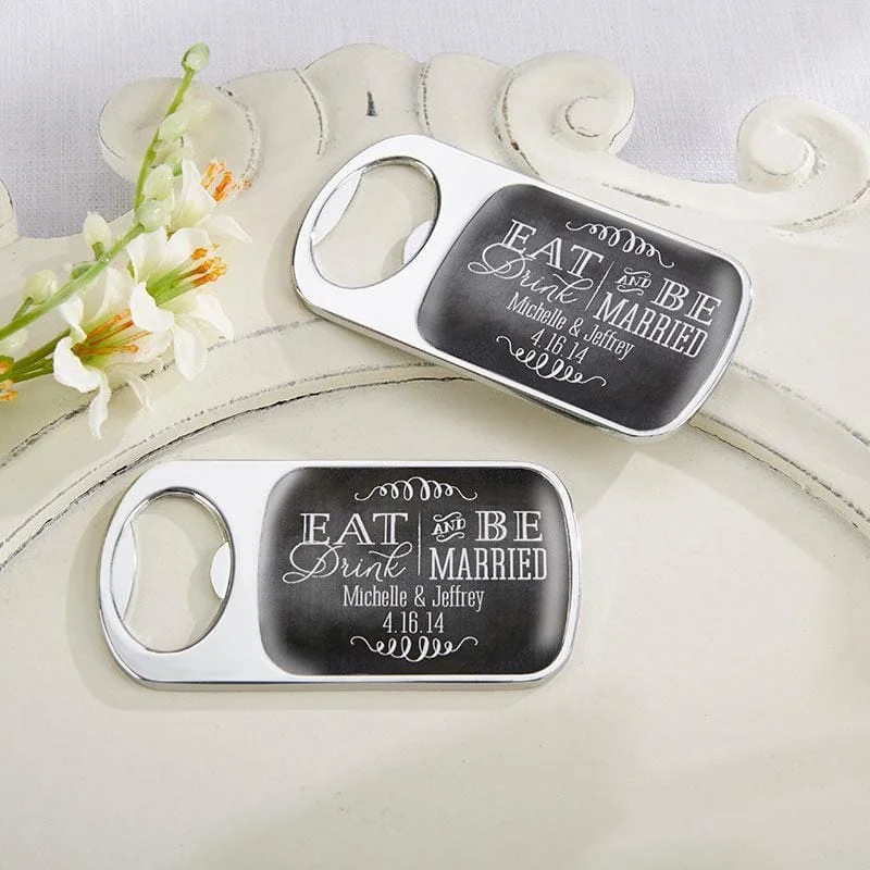 Personalized Silver Bottle Opener - Eat, Drink & Be Married(24 Pcs)