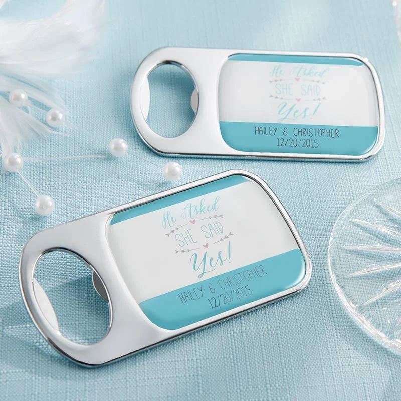 Personalized Silver Bottle Opener - He Asked, She Said Yes(24 Pcs)