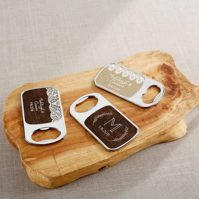 Personalized Silver Bottle Opener - Rustic Charm Wedding(24 Pcs)