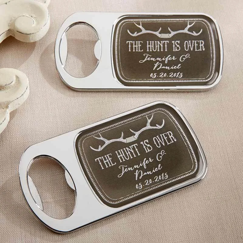 Personalized Silver Bottle Opener - The Hunt Is Over(24 Pcs)