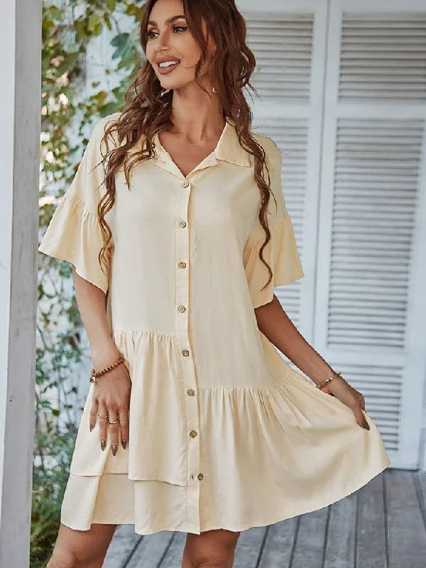 Ladies Vintage Elegant Solid Summer Dress