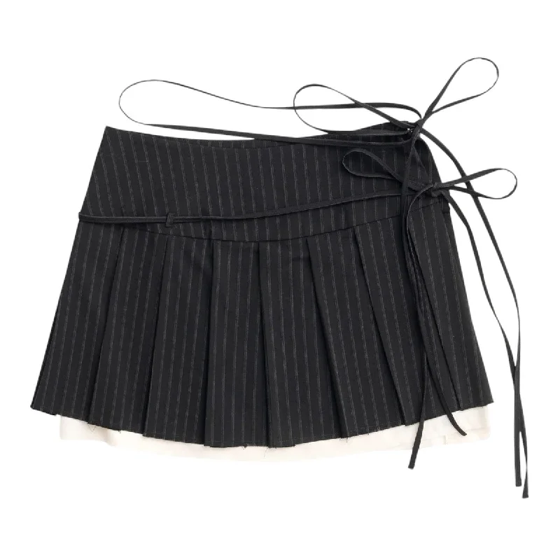 [MAISON SPECIAL]Pleats Wrap Mini Skirt/BLACK(21242515205) High-waist Skirt Trend