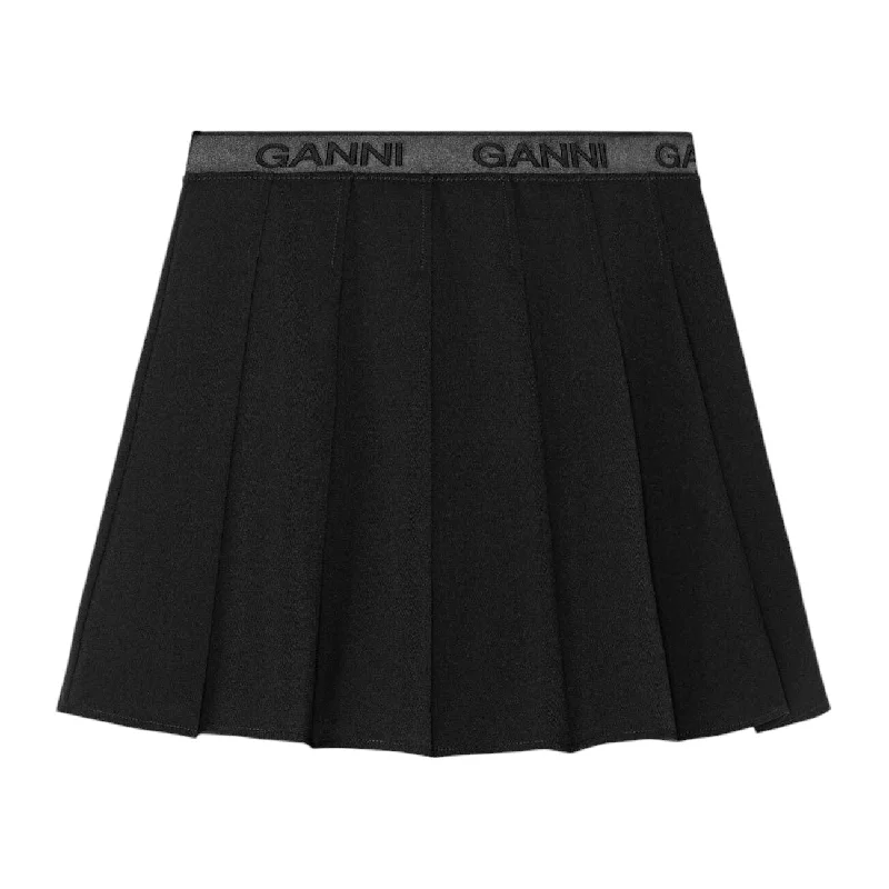 [GANNI]Light Twill Pleated Mini Skirt/BLACK(F9710) Sexy Leather Skirt