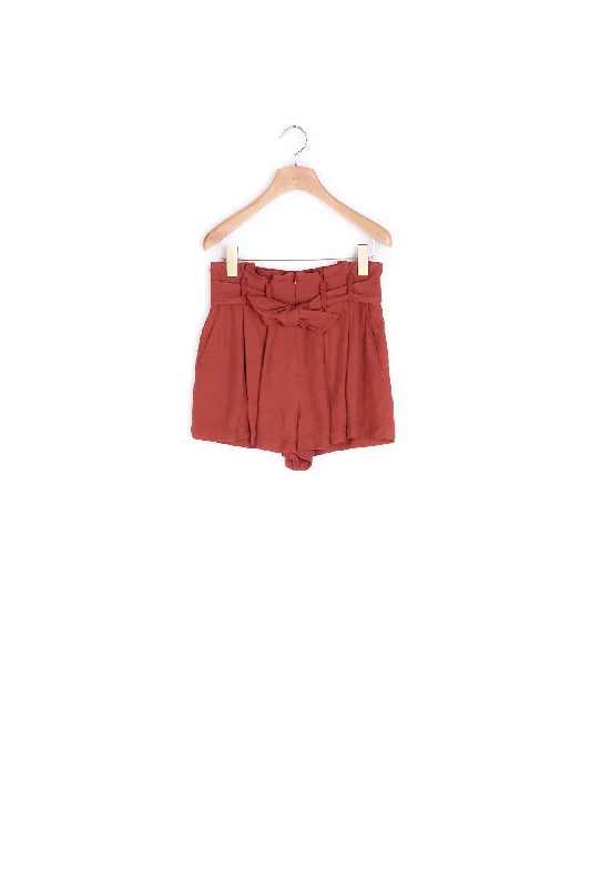 Short à plis avec ceinture à nouer Simple Mini Skirt