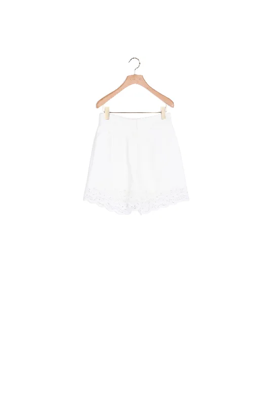 Short en lin avec galon Stylish Pleated Skirt