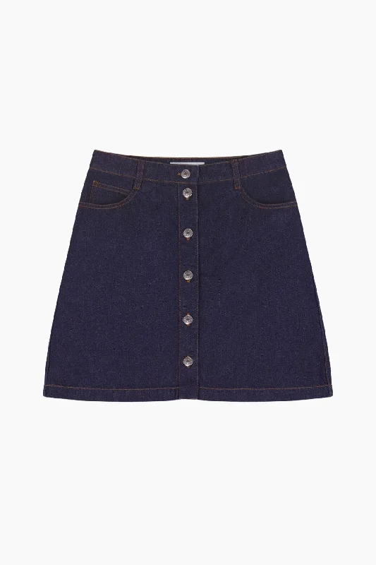 Maison Kitsuné Buttoned Denim Mini Skirt - Indigo Slim Fit Mini Skirt