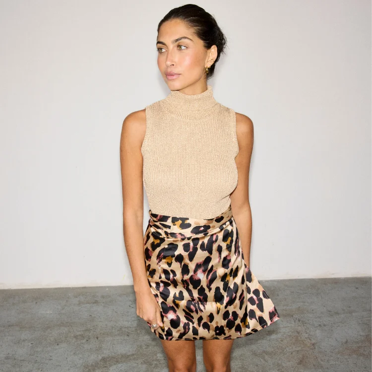 Leopard Mini Jaspre Skirt Comfortable Mini Skirt