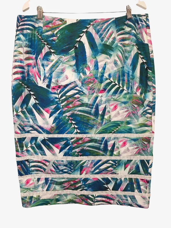 PingPong Panelled Tropical Stretch Mini Skirt Size 18 Pleated Mini Skirt