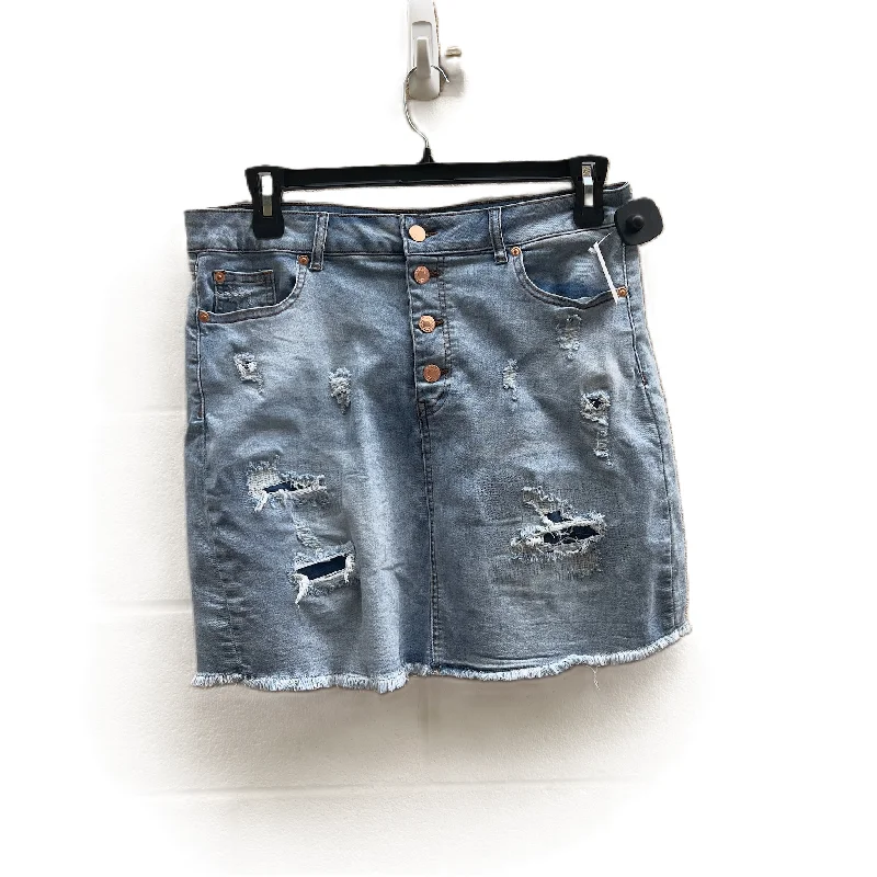 Skirt Mini & Short By Cato In Blue Denim, Size: 12 Boho Chic Mini Skirt