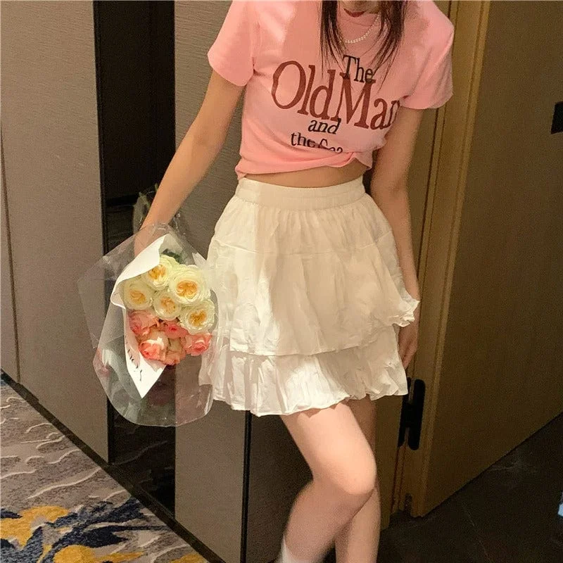 Women's Kawaii Multilayer Short Skirt Floral A-line Skirt