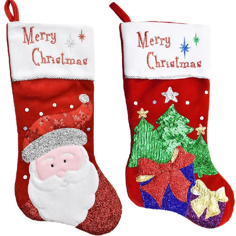 Merry Christmas Stockings, 18-Inch, 2-Piece