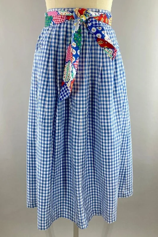 Vintage 80s Blue Gingham Skirt