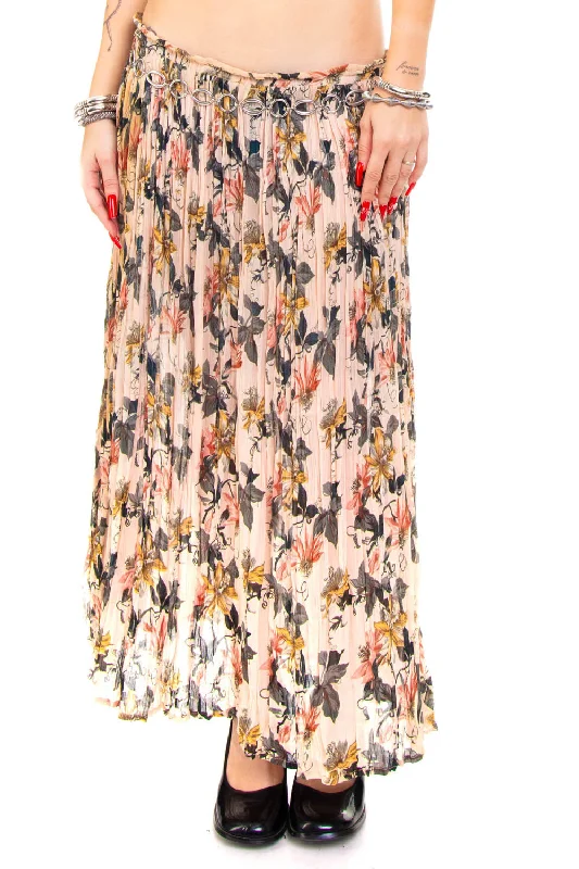 Vintage 90's Pale Pink Floral Max Skirt - M/L