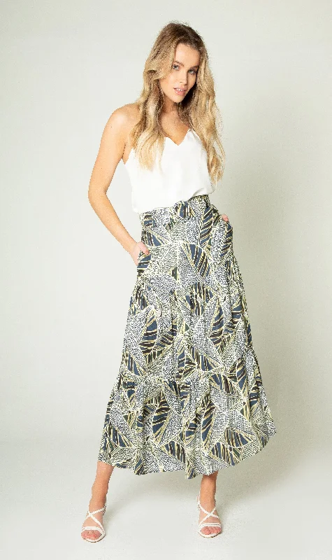 Leaf Printed Full Maxi Skirts