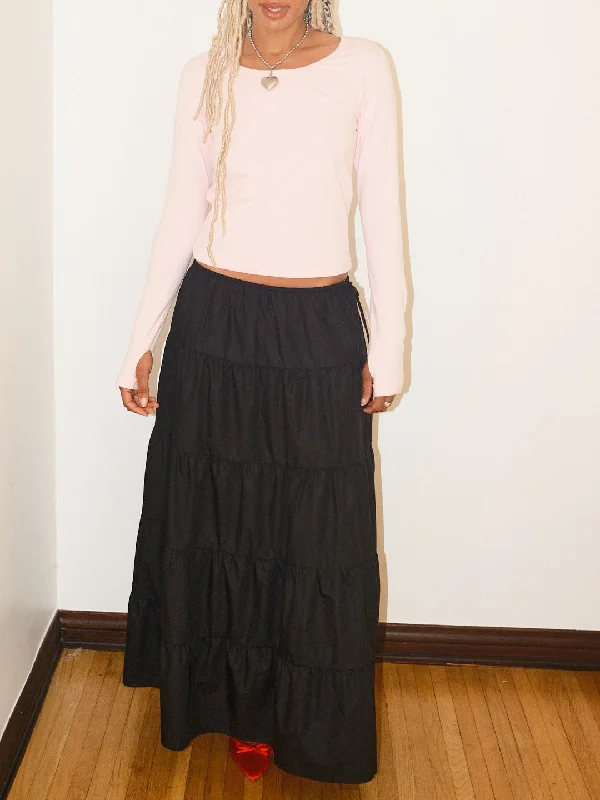 Tiered Maxi Skirt - Black