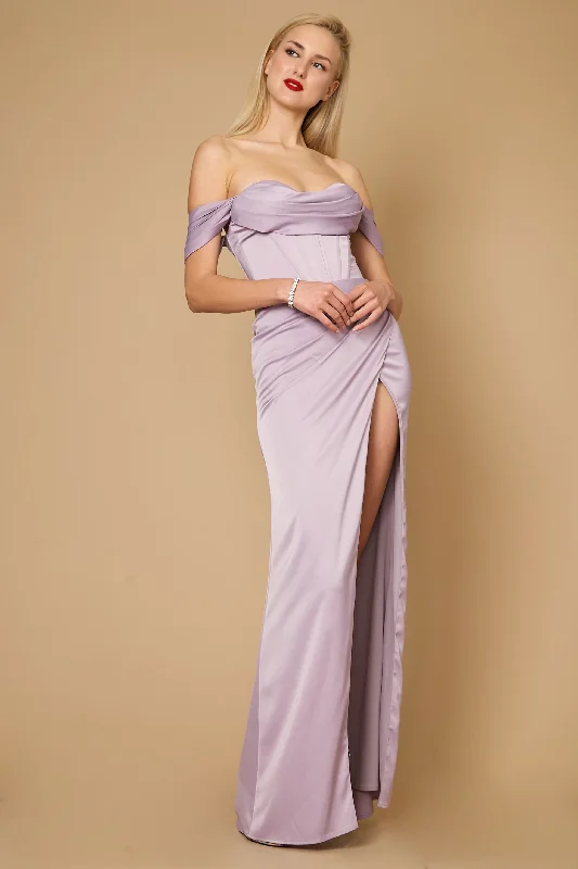 Dylan & Davids Long Formal Corset Satin Evening Dress Lilac