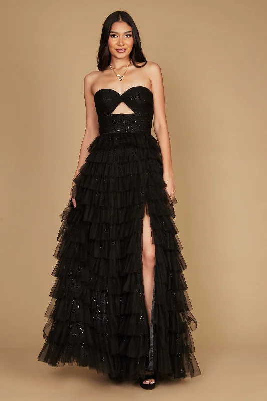 Dylan & Davids Strapless Ruffle Skirt Prom Ball Gown