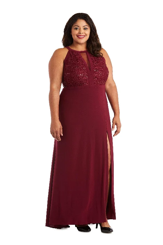 Nightway Plus Size Long Formal Halter Gown Sale