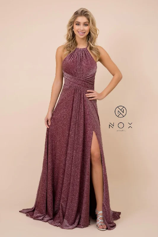 Long Metallic Prom Dress Formal Evening Gown